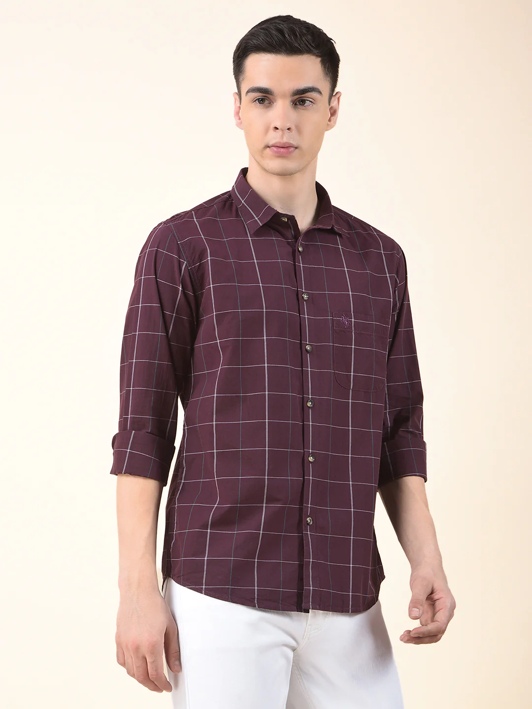 Casual Shirt for Men | Breathable & Soft with Color Fastness Slim Cotton Fabric Check Pattern - Image 5