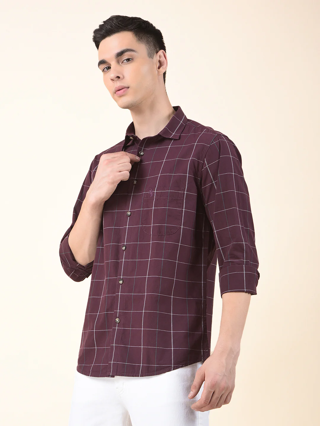 Casual Shirt for Men | Breathable & Soft with Color Fastness Slim Cotton Fabric Check Pattern - Image 6