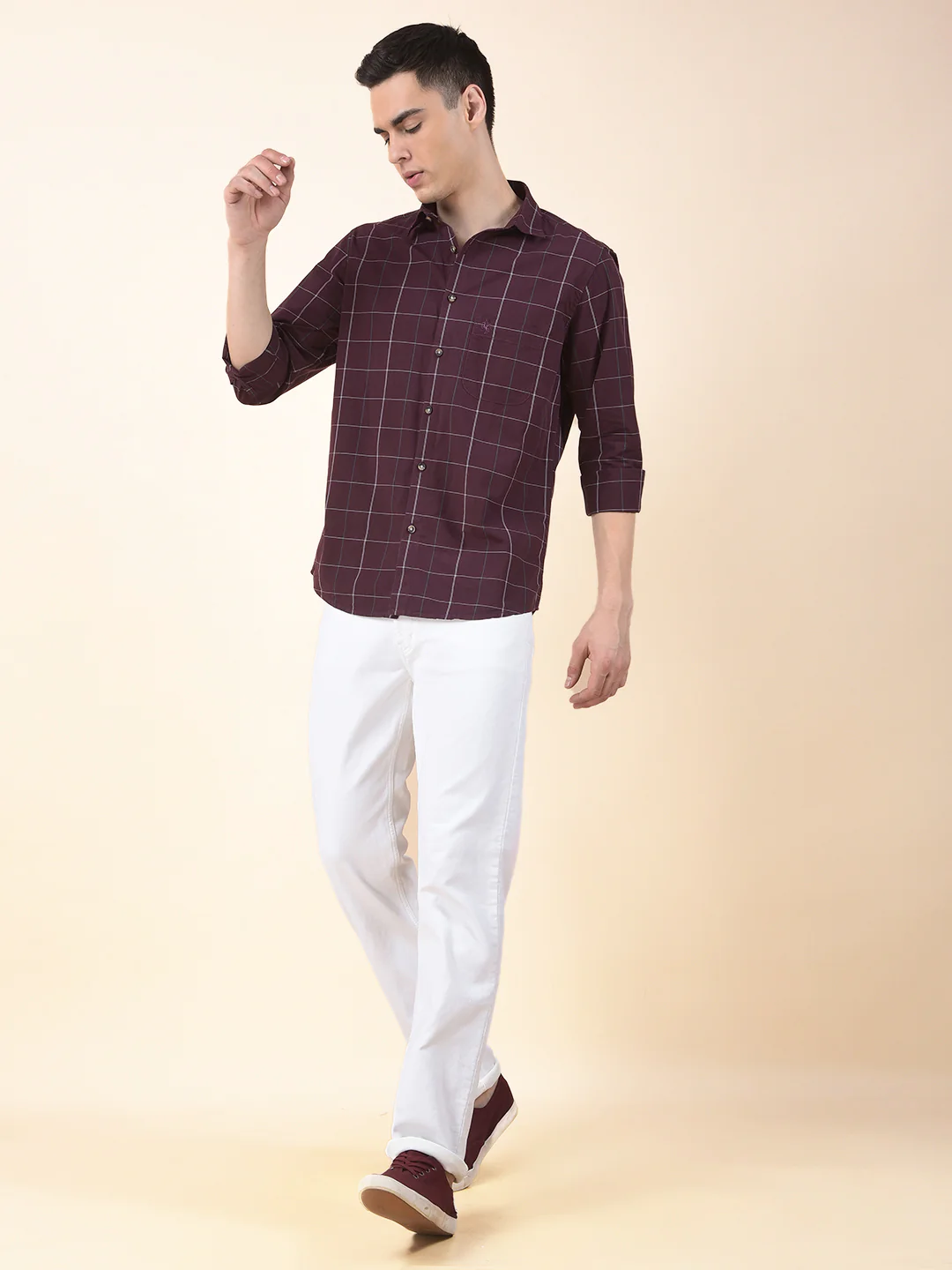 Casual Shirt for Men | Breathable & Soft with Color Fastness Slim Cotton Fabric Check Pattern - Image 8