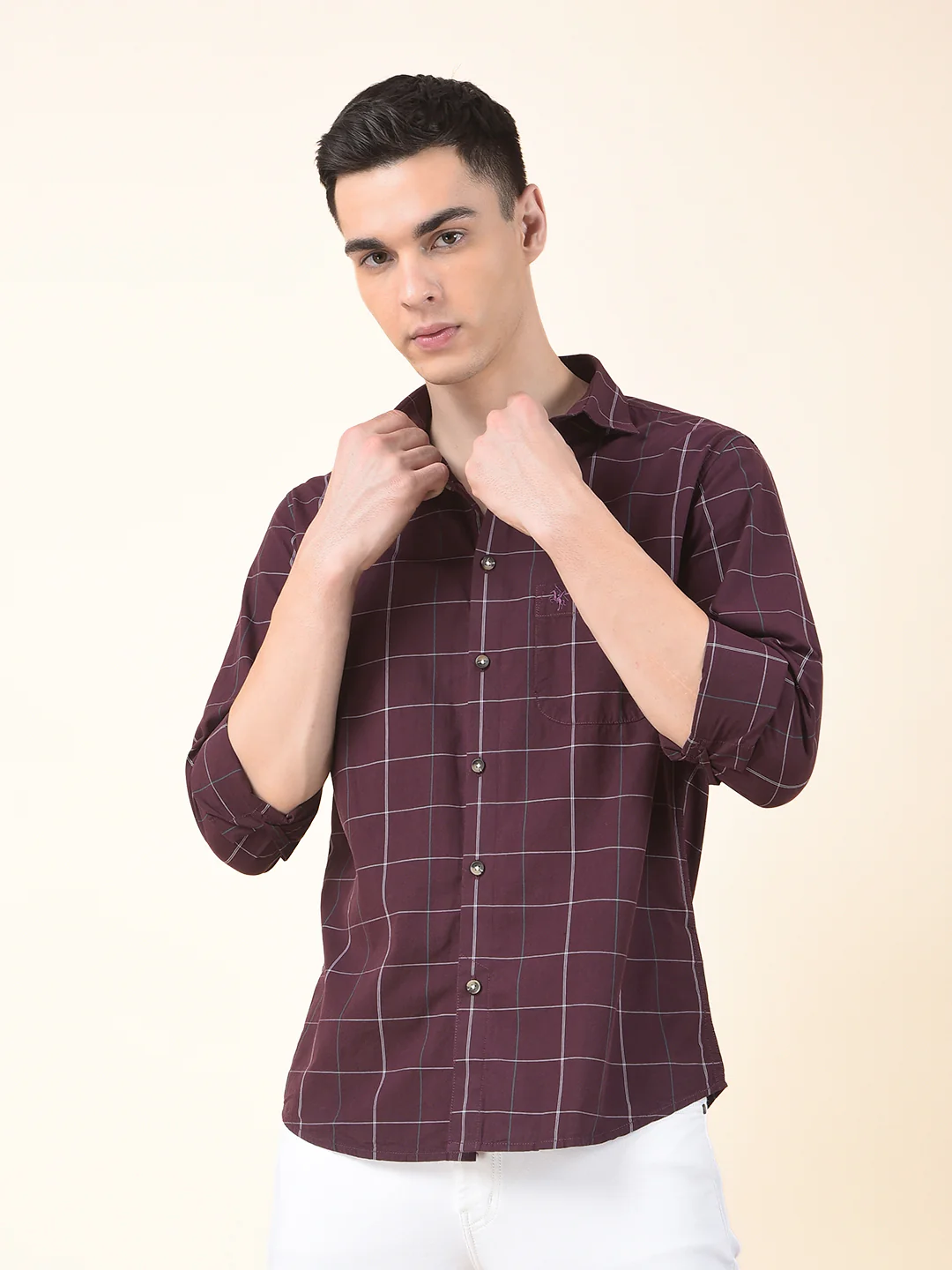 Casual Shirt for Men | Breathable & Soft with Color Fastness Slim Cotton Fabric Check Pattern - Image 9