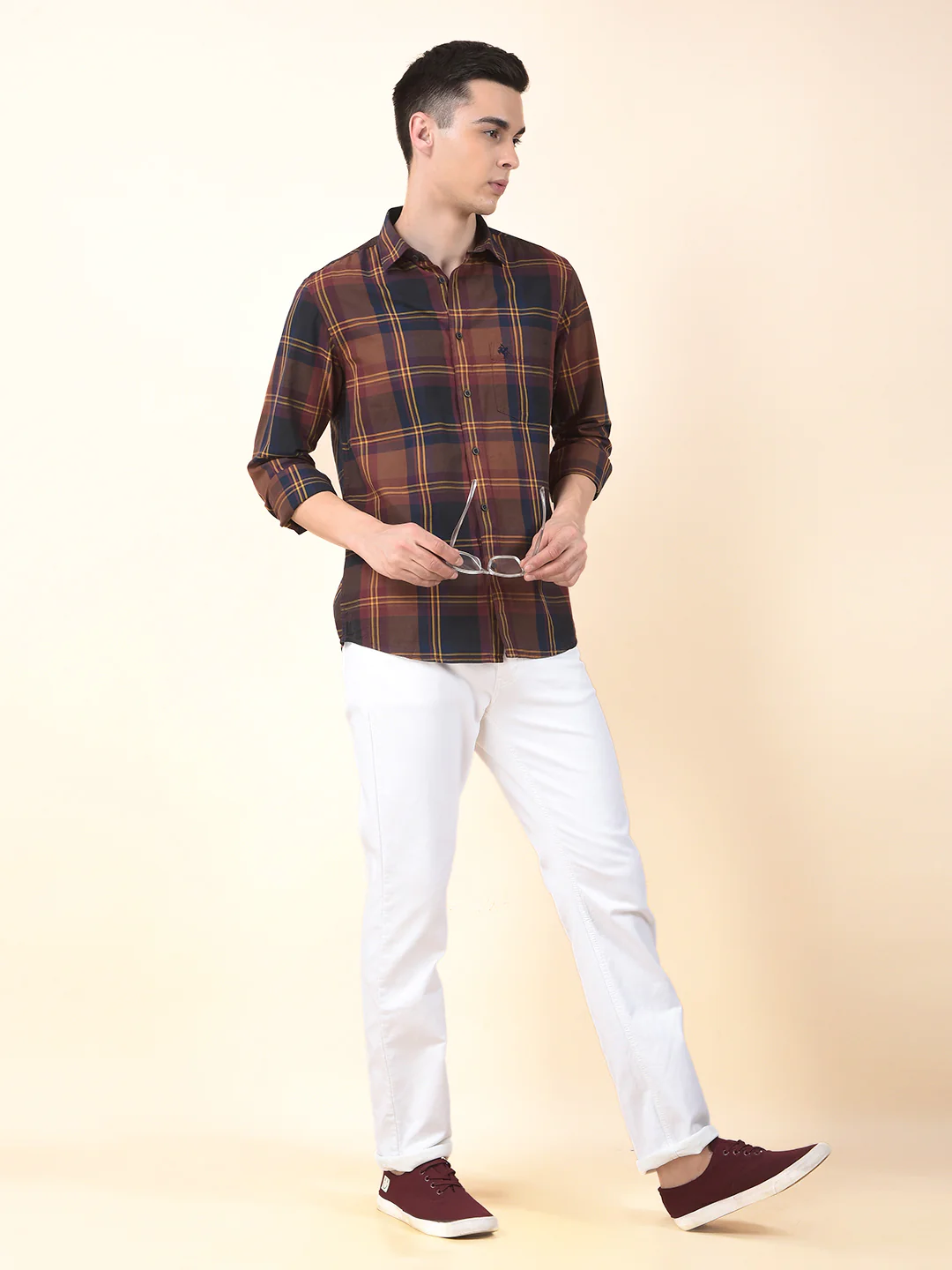 Casual Shirt for Men | Breathable & Soft with Color Fastness Slim Cotton Fabric Check Pattern - Image 10