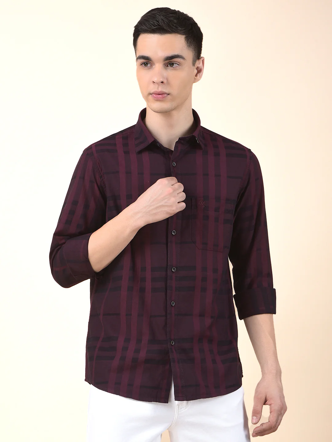 Casual Shirt for Men | Breathable & Soft with Color Fastness Slim Cotton Fabric Check Pattern - Image 2