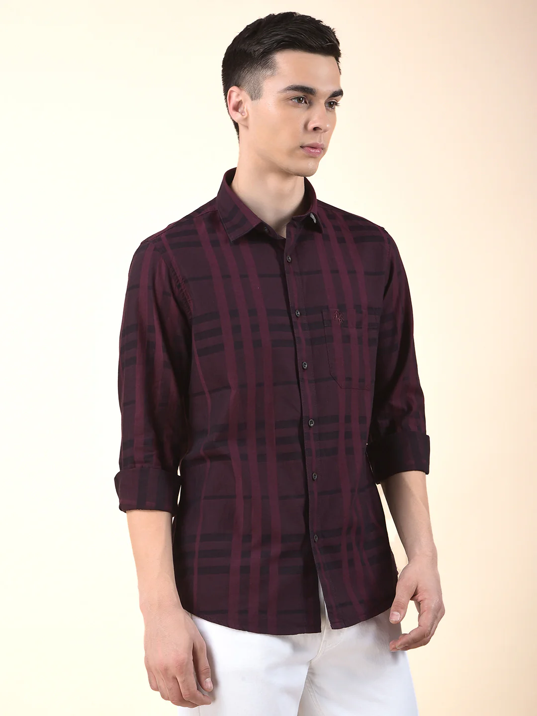 Casual Shirt for Men | Breathable & Soft with Color Fastness Slim Cotton Fabric Check Pattern - Image 5