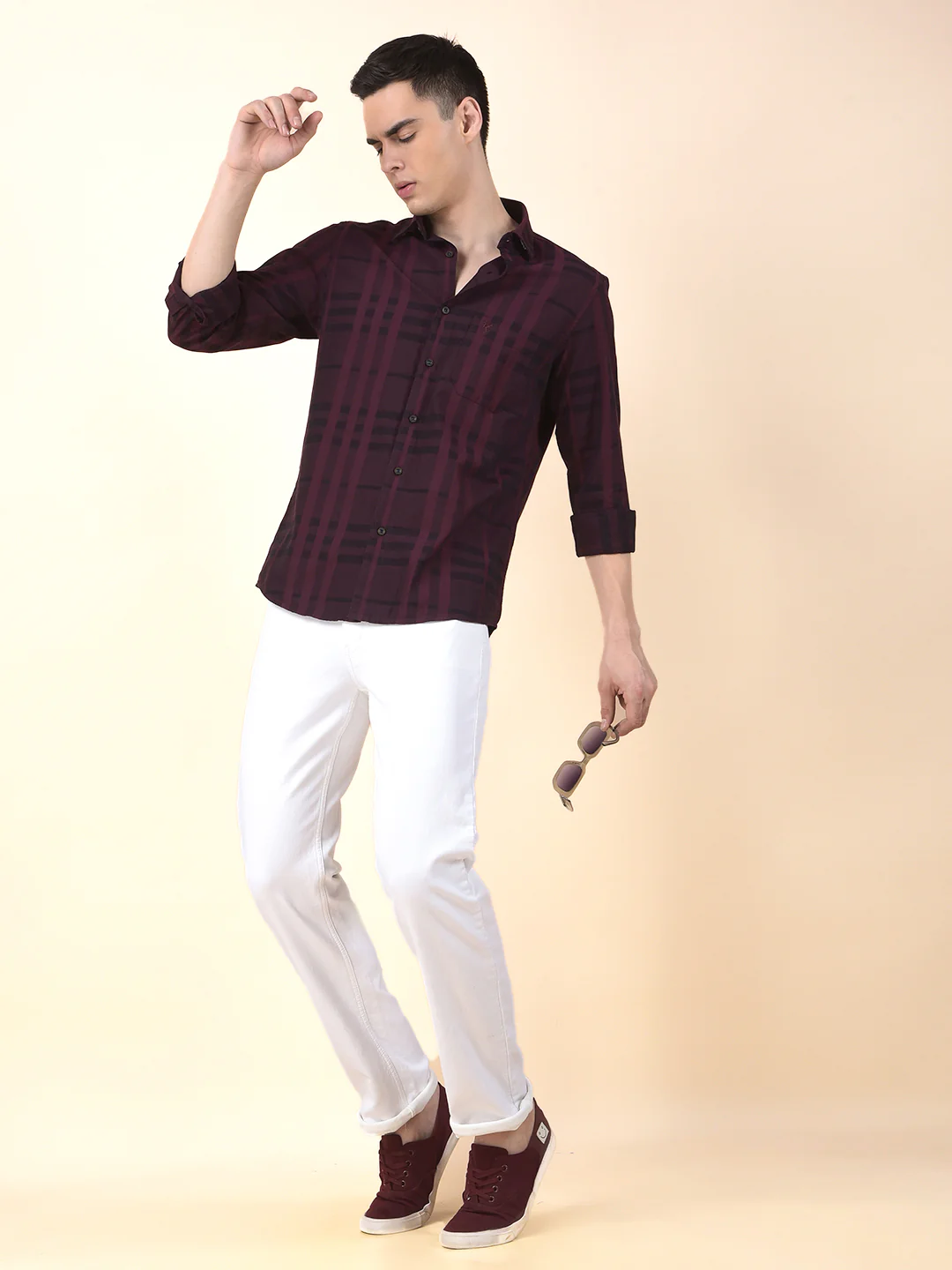 Casual Shirt for Men | Breathable & Soft with Color Fastness Slim Cotton Fabric Check Pattern - Image 8