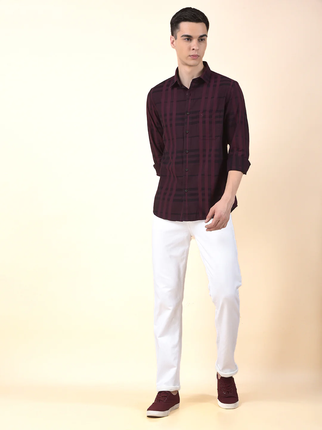 Casual Shirt for Men | Breathable & Soft with Color Fastness Slim Cotton Fabric Check Pattern - Image 9