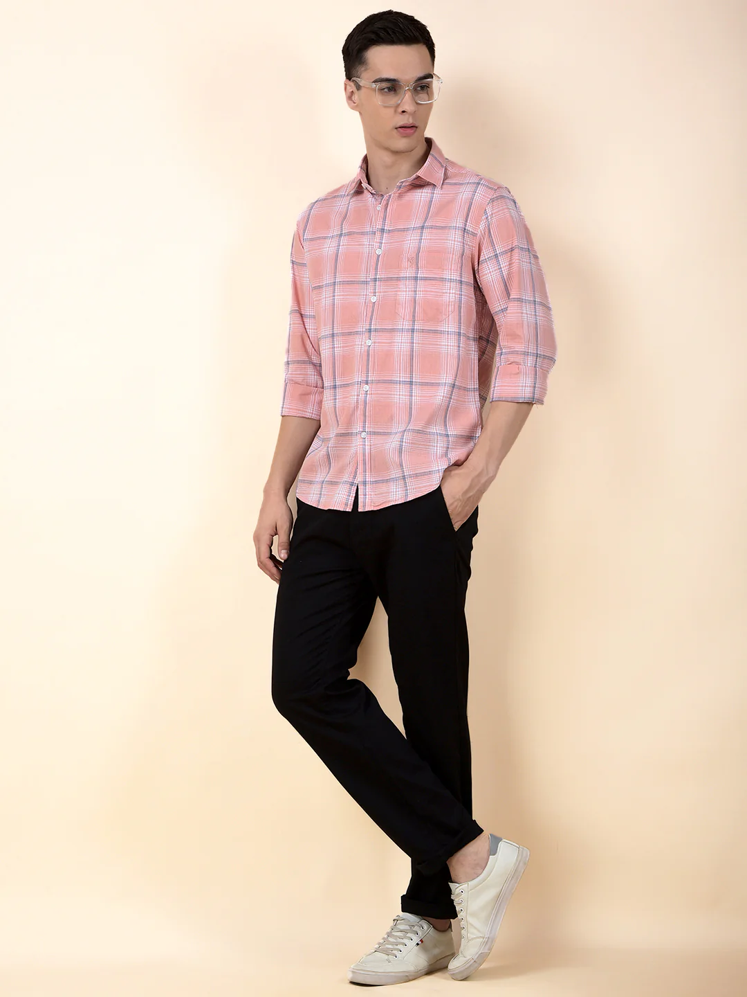 Casual Shirt for Men | Breathable & Soft with Color Fastness Slim Cotton Fabric Check Pattern - Image 10