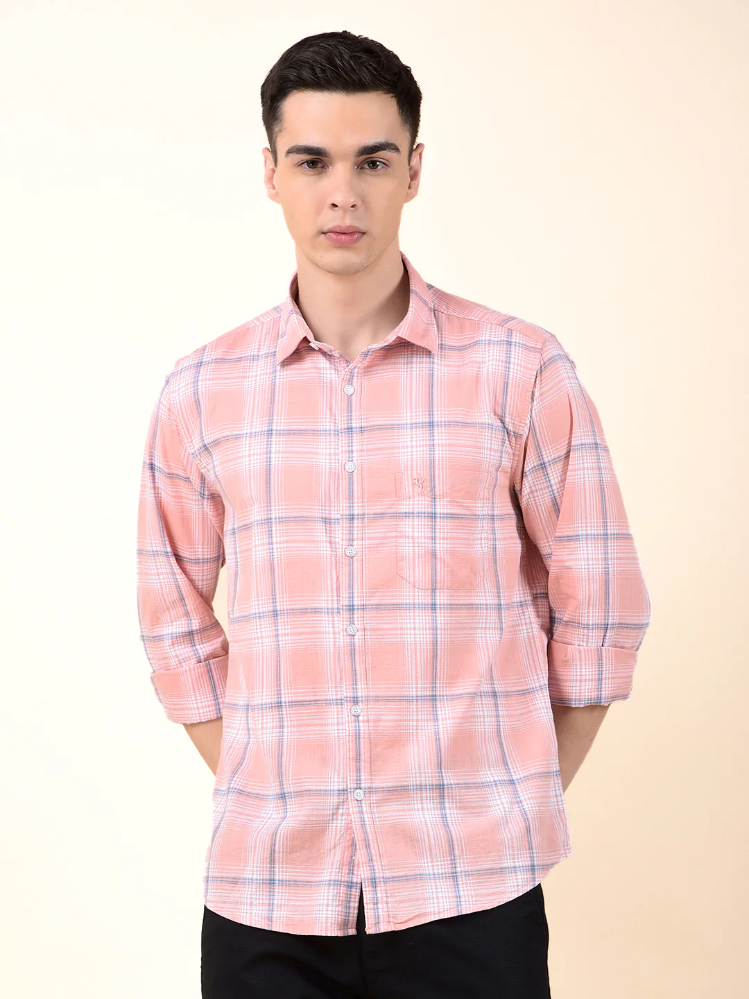 Casual Shirt for Men | Breathable & Soft with Color Fastness Slim Cotton Fabric Check Pattern - Image 3