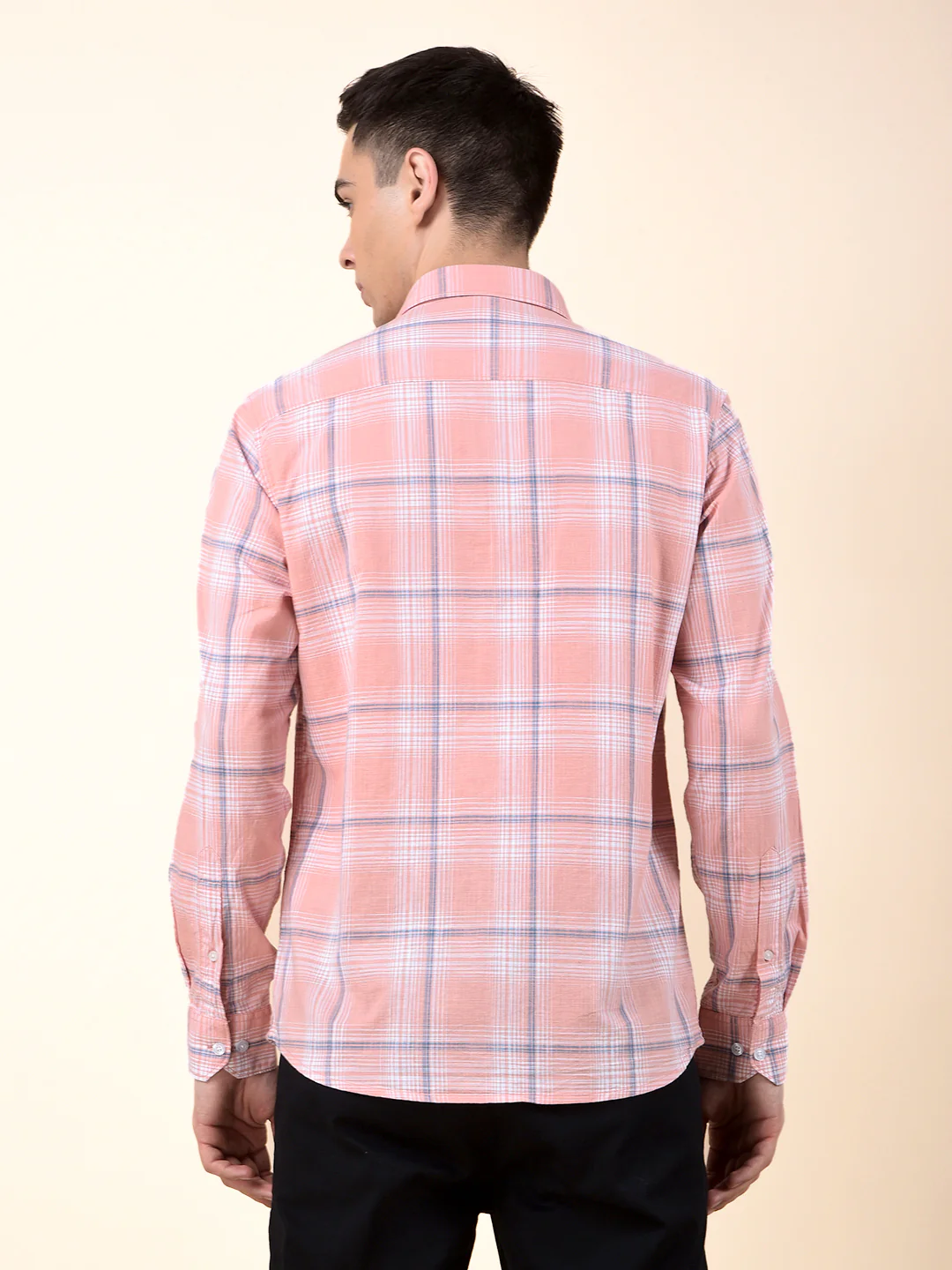 Casual Shirt for Men | Breathable & Soft with Color Fastness Slim Cotton Fabric Check Pattern - Image 4