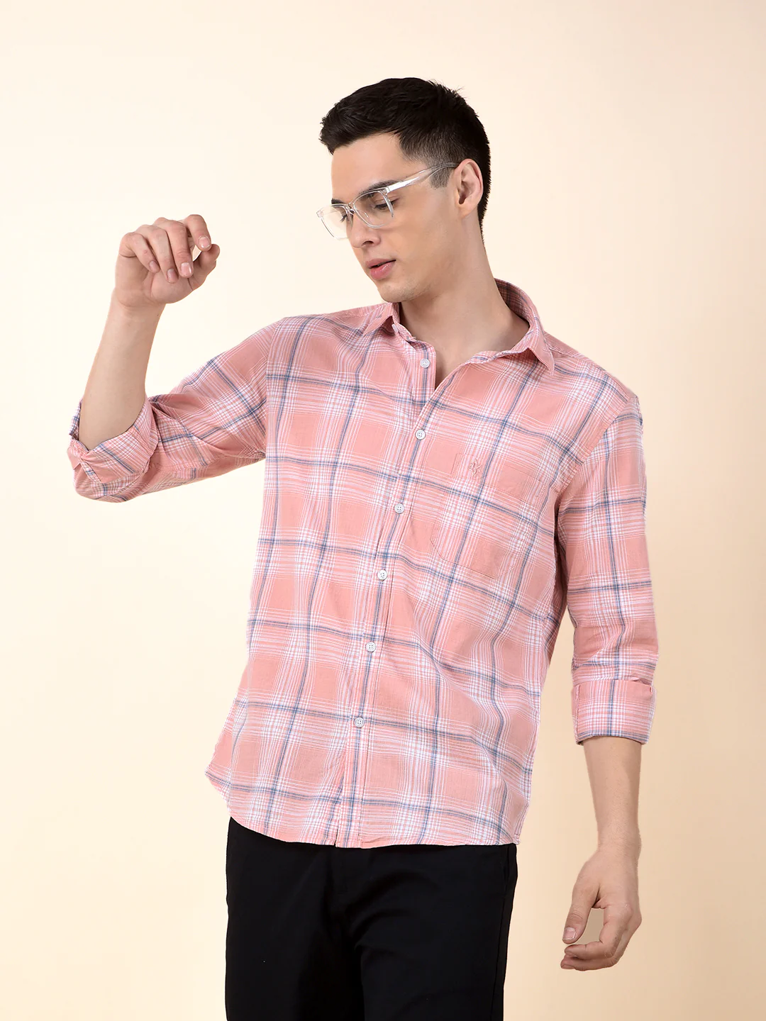 Casual Shirt for Men | Breathable & Soft with Color Fastness Slim Cotton Fabric Check Pattern - Image 8