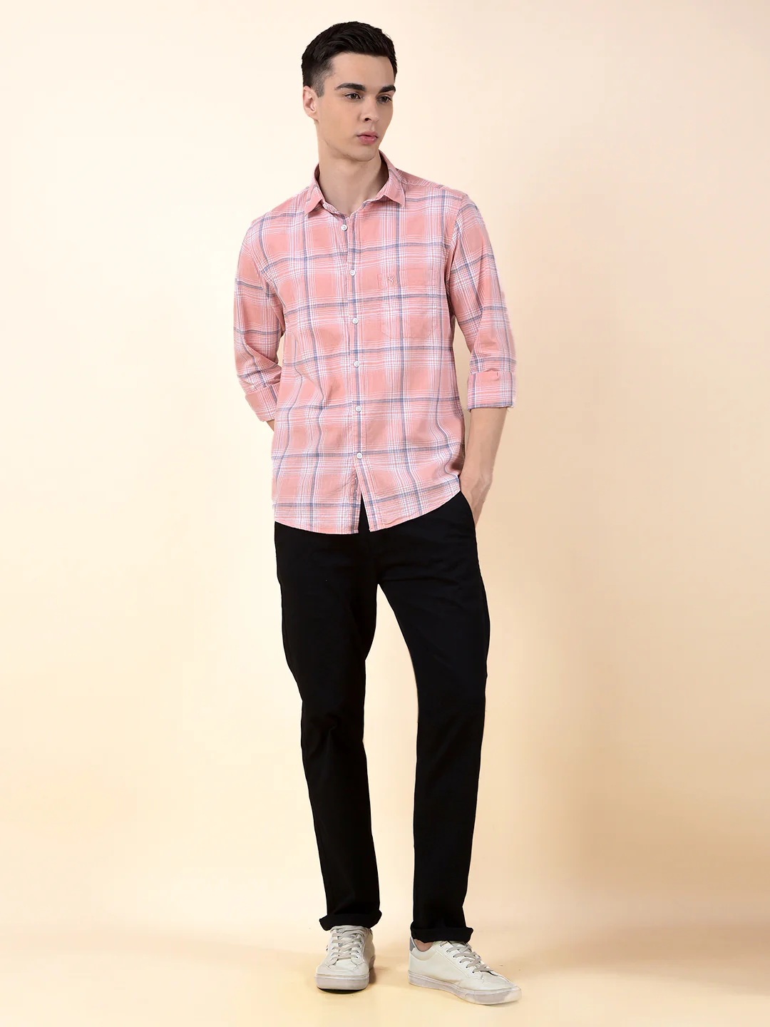 Casual Shirt for Men | Breathable & Soft with Color Fastness Slim Cotton Fabric Check Pattern - Image 9