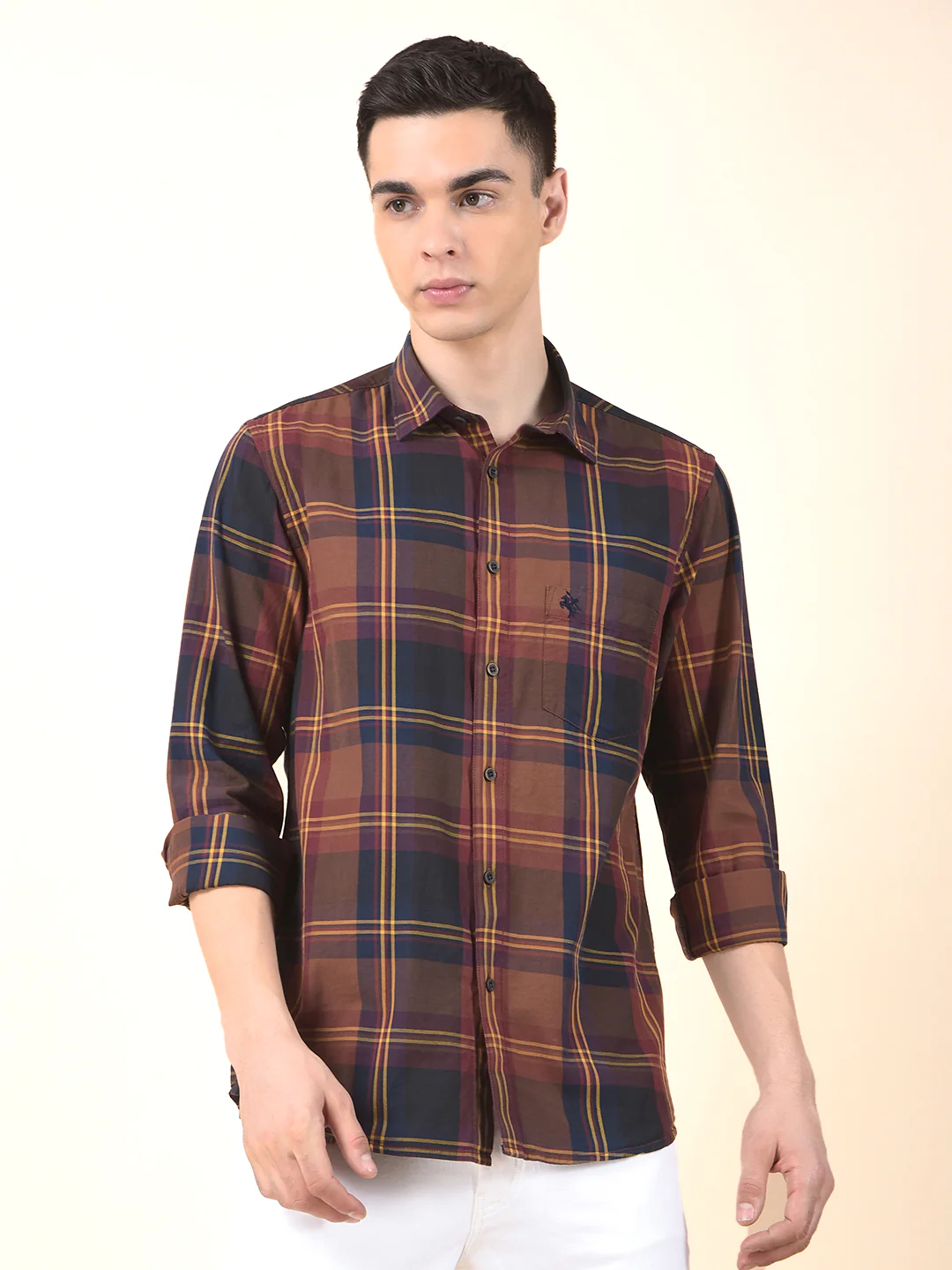 Casual Shirt for Men | Breathable & Soft with Color Fastness Slim Cotton Fabric Check Pattern - Image 3
