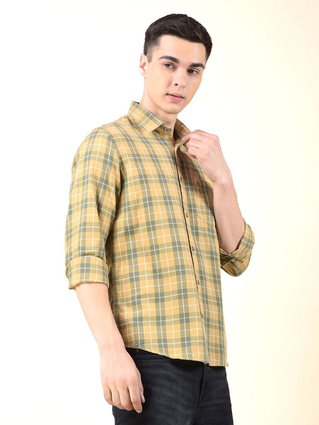 Casual Shirt for Men | Breathable & Soft with Color Fastness Slim Cotton Fabric Check Pattern - Image 4