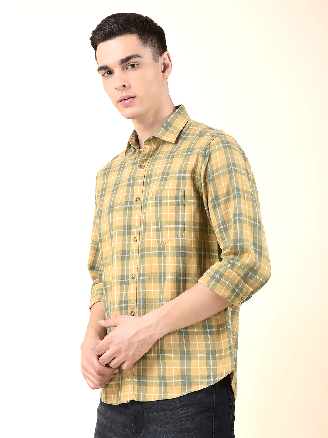 Casual Shirt for Men | Breathable & Soft with Color Fastness Slim Cotton Fabric Check Pattern - Image 5