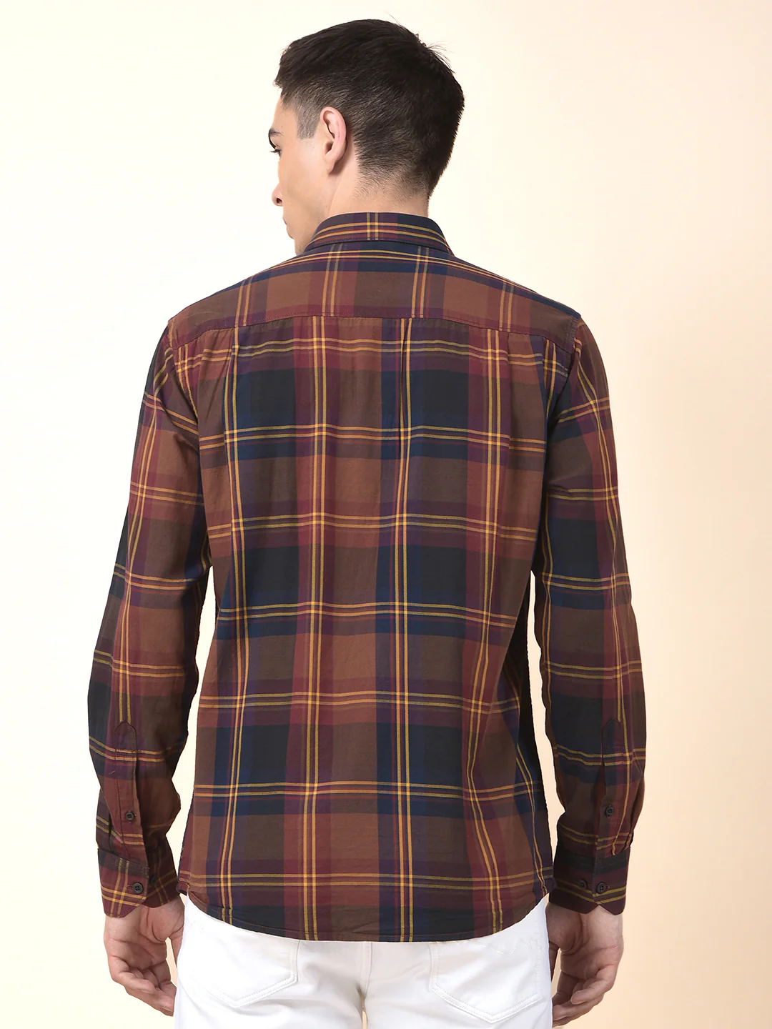 Casual Shirt for Men | Breathable & Soft with Color Fastness Slim Cotton Fabric Check Pattern - Image 4
