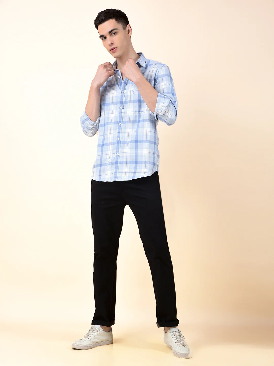 Casual Shirt for Men | Breathable & Soft with Color Fastness Slim Cotton Fabric Check Pattern - Image 10