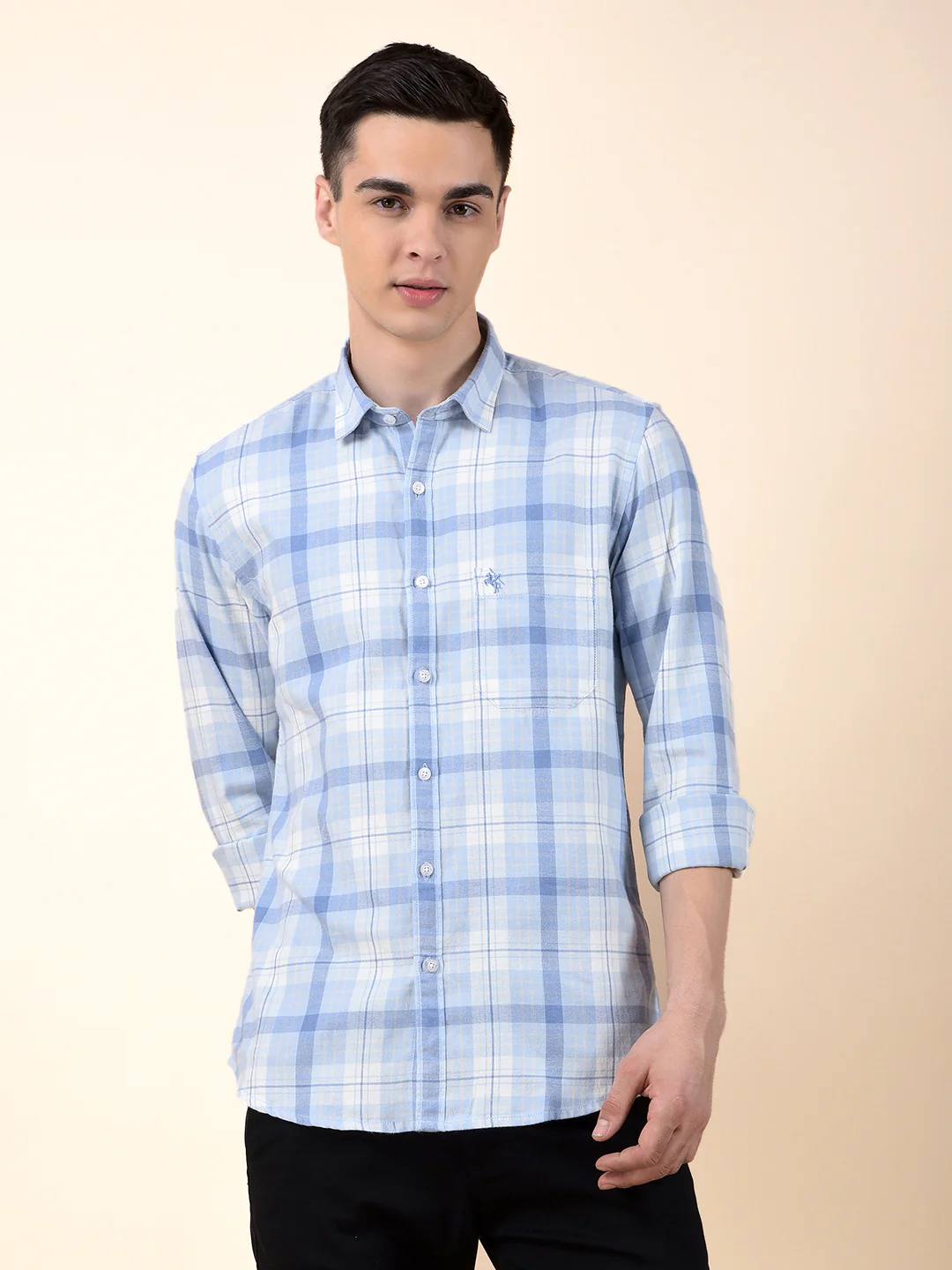 Casual Shirt for Men | Breathable & Soft with Color Fastness Slim Cotton Fabric Check Pattern - Image 3