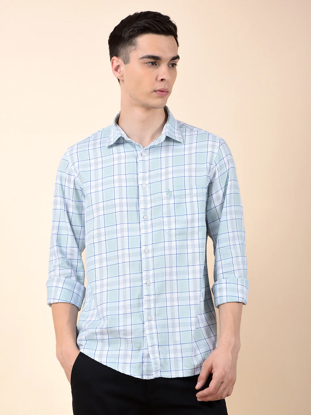 Casual Shirt for Men | Breathable & Soft with Color Fastness Slim Cotton Fabric Check Pattern - Image 3