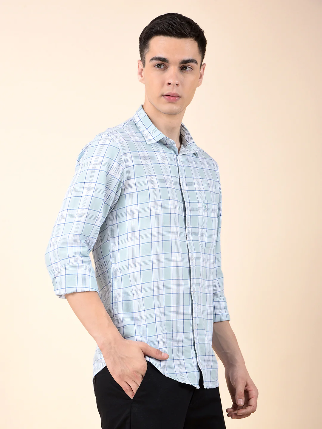 Casual Shirt for Men | Breathable & Soft with Color Fastness Slim Cotton Fabric Check Pattern - Image 5