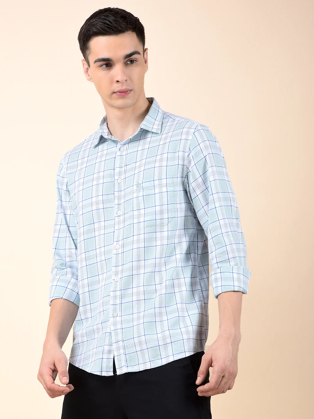 Casual Shirt for Men | Breathable & Soft with Color Fastness Slim Cotton Fabric Check Pattern - Image 6