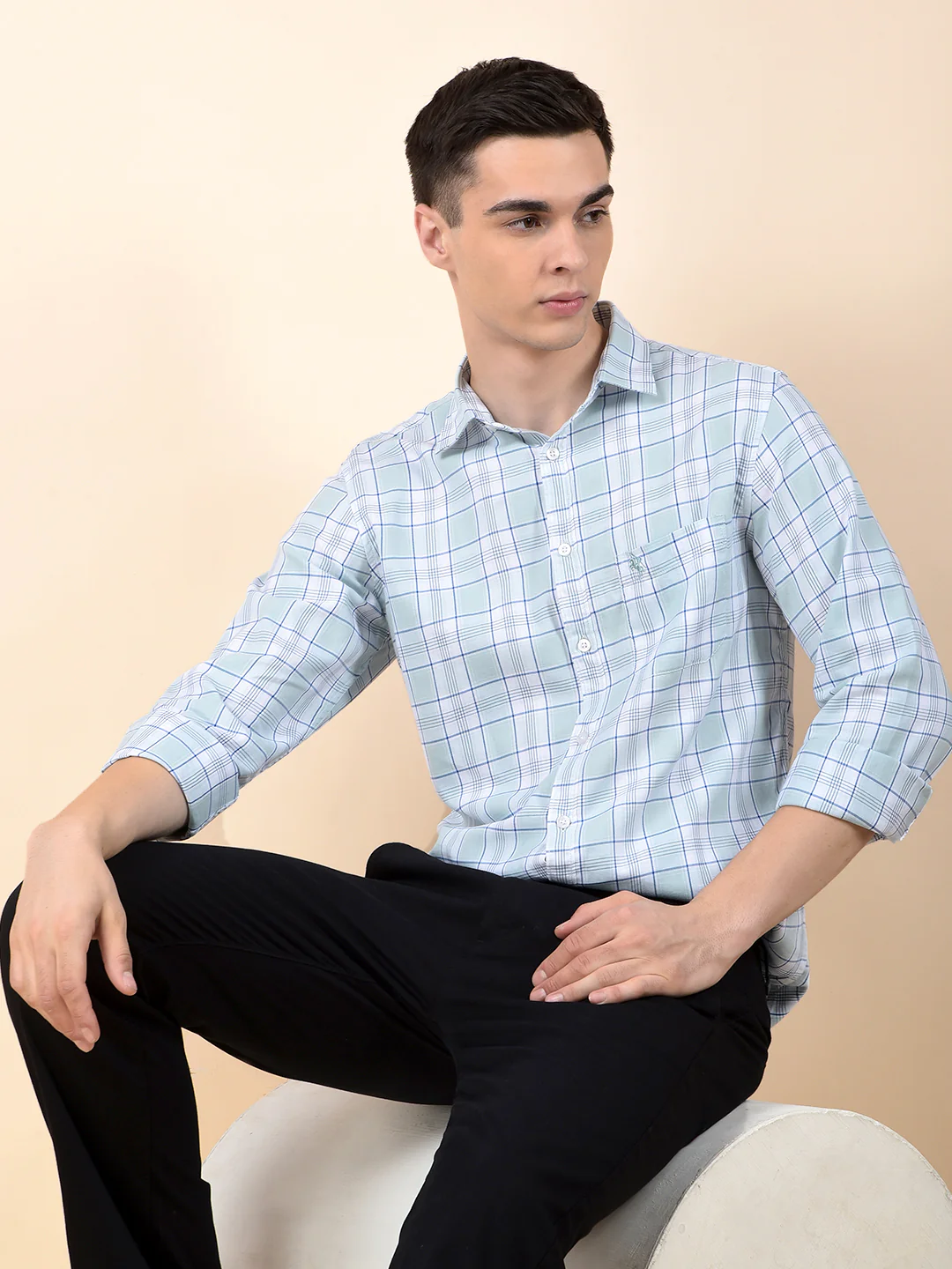 Casual Shirt for Men | Breathable & Soft with Color Fastness Slim Cotton Fabric Check Pattern - Image 8