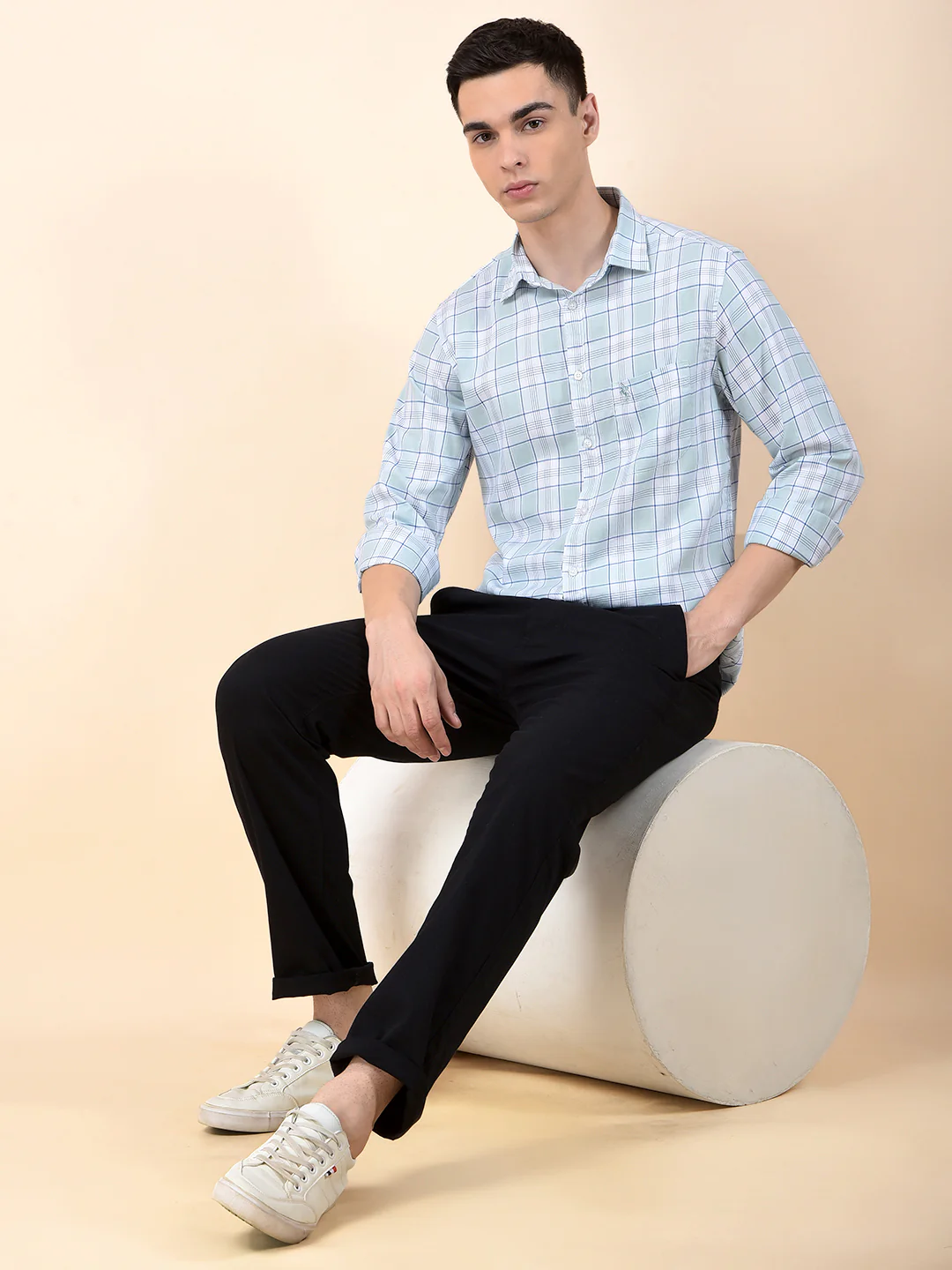 Casual Shirt for Men | Breathable & Soft with Color Fastness Slim Cotton Fabric Check Pattern - Image 9