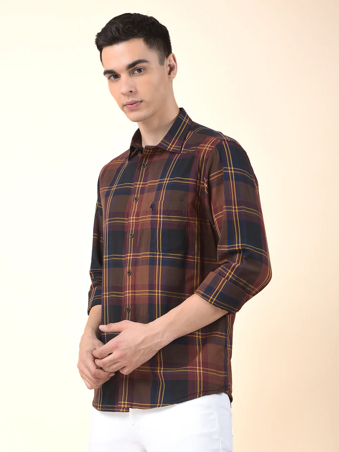 Casual Shirt for Men | Breathable & Soft with Color Fastness Slim Cotton Fabric Check Pattern - Image 6