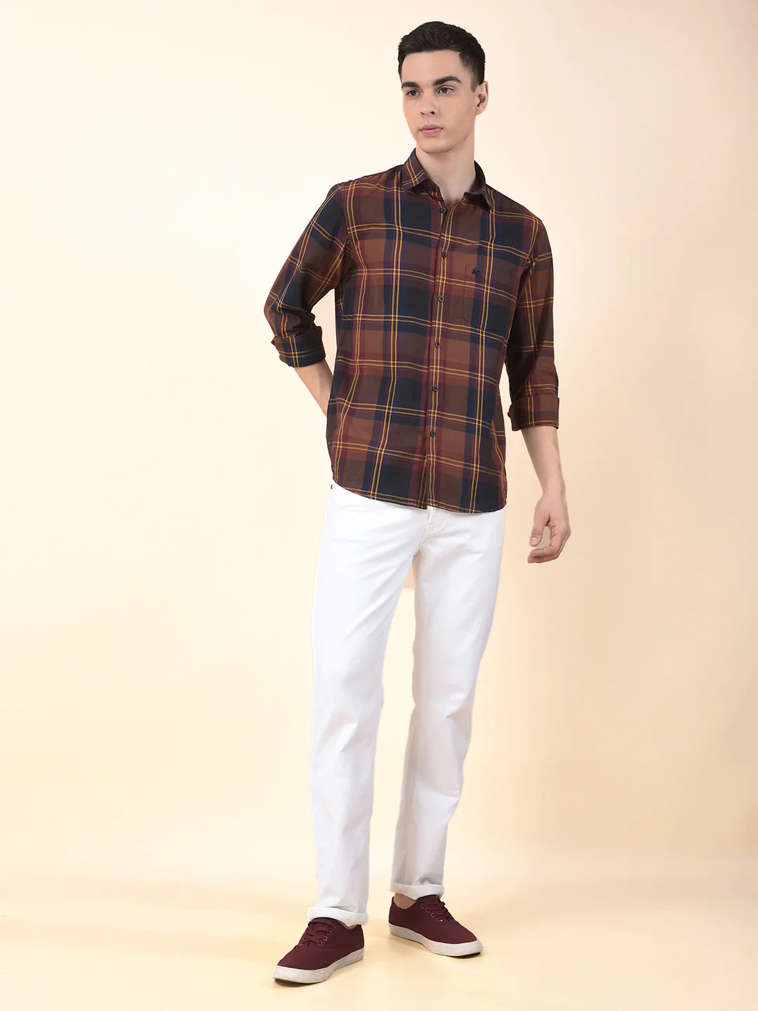 Casual Shirt for Men | Breathable & Soft with Color Fastness Slim Cotton Fabric Check Pattern - Image 9