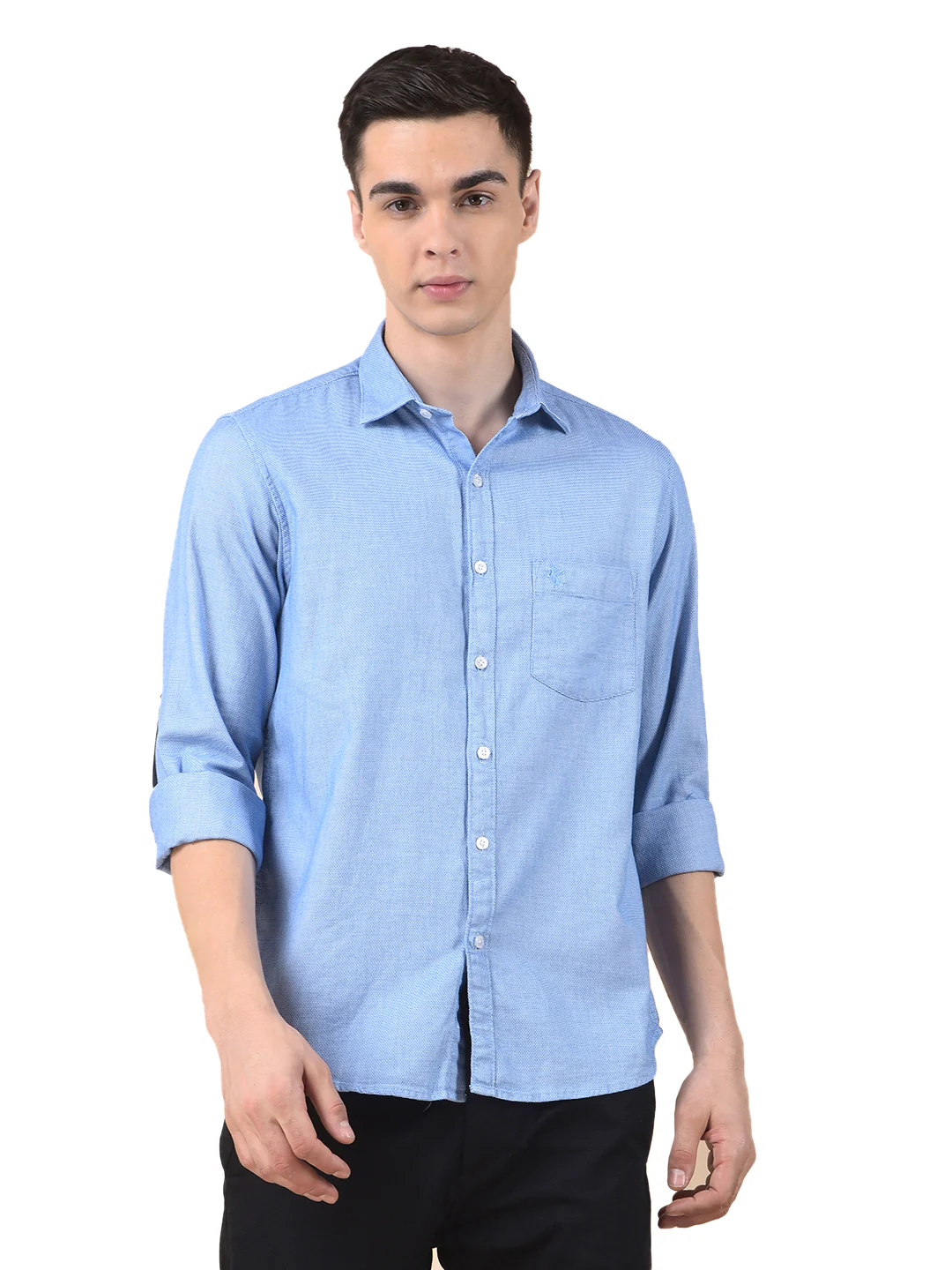 Casual Shirt for Men | Breathable & Soft with Color Fastness Slim Cotton Fabric Self Design Pattern - Image 2