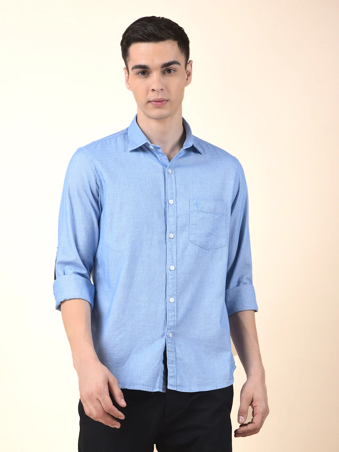 Casual Shirt for Men | Breathable & Soft with Color Fastness Slim Cotton Fabric Self Design Pattern - Image 3