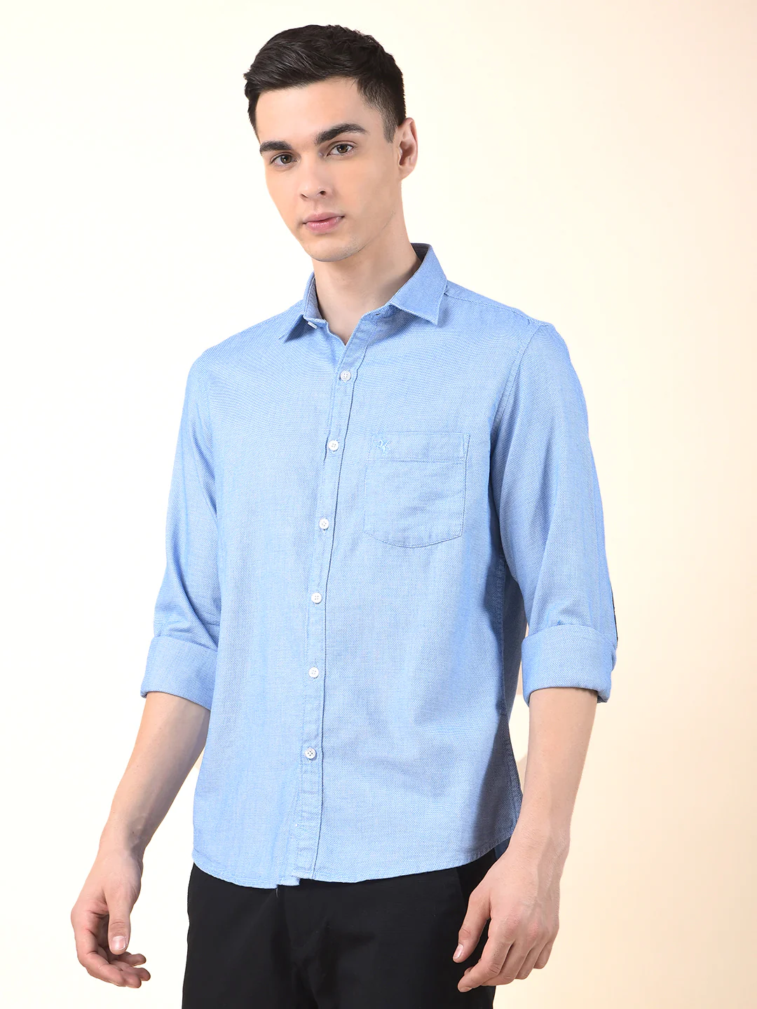 Casual Shirt for Men | Breathable & Soft with Color Fastness Slim Cotton Fabric Self Design Pattern - Image 5