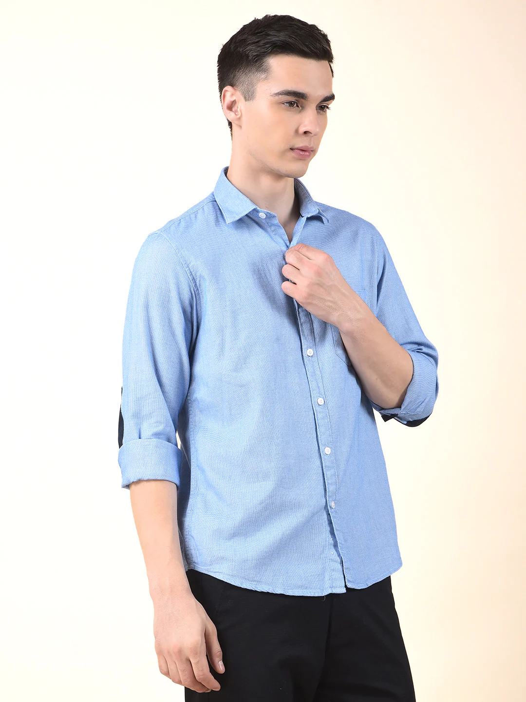 Casual Shirt for Men | Breathable & Soft with Color Fastness Slim Cotton Fabric Self Design Pattern - Image 6