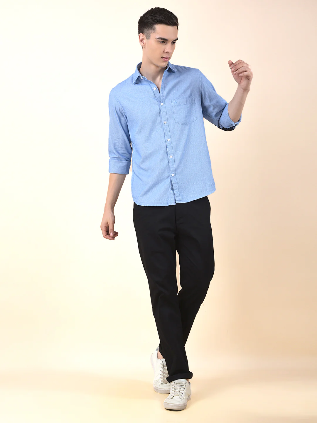 Casual Shirt for Men | Breathable & Soft with Color Fastness Slim Cotton Fabric Self Design Pattern - Image 8