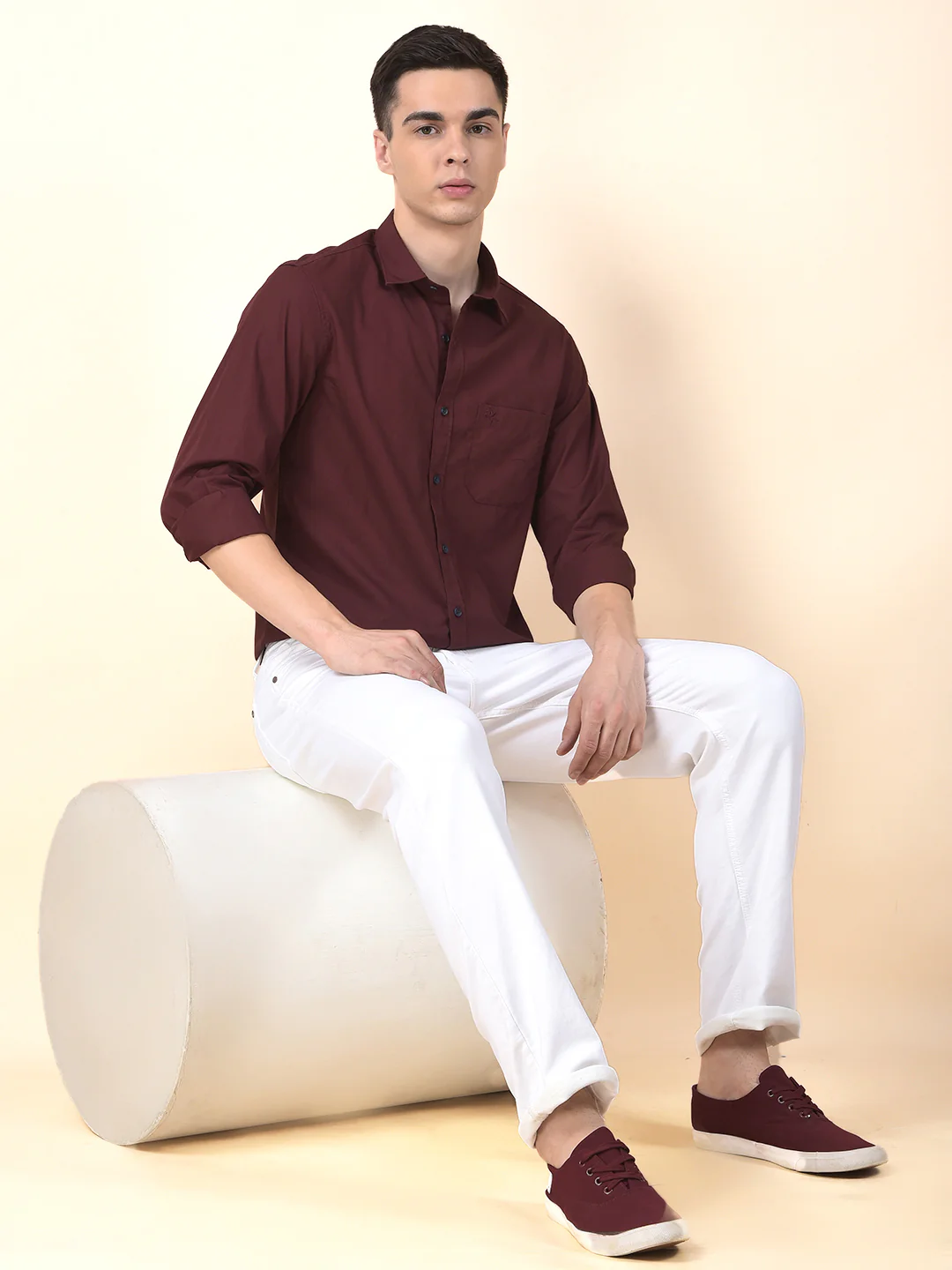 Casual Shirt for Men | Breathable & Soft with Color Fastness Slim Cotton Fabric Solid Pattern - Image 10