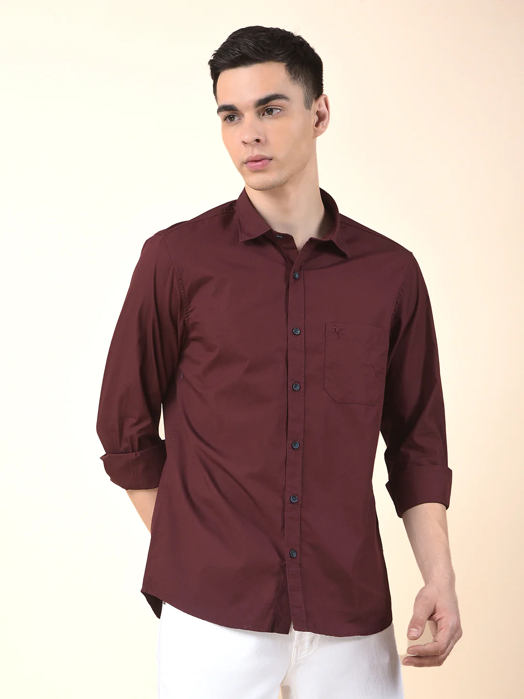 Casual Shirt for Men | Breathable & Soft with Color Fastness Slim Cotton Fabric Solid Pattern - Image 3