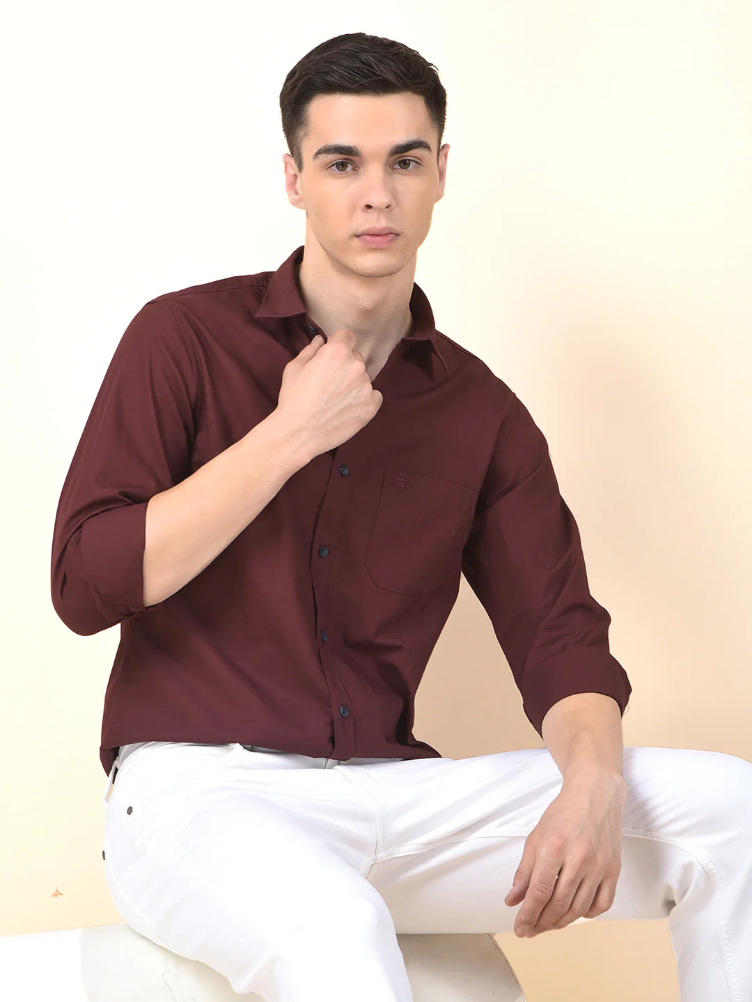 Casual Shirt for Men | Breathable & Soft with Color Fastness Slim Cotton Fabric Solid Pattern - Image 8