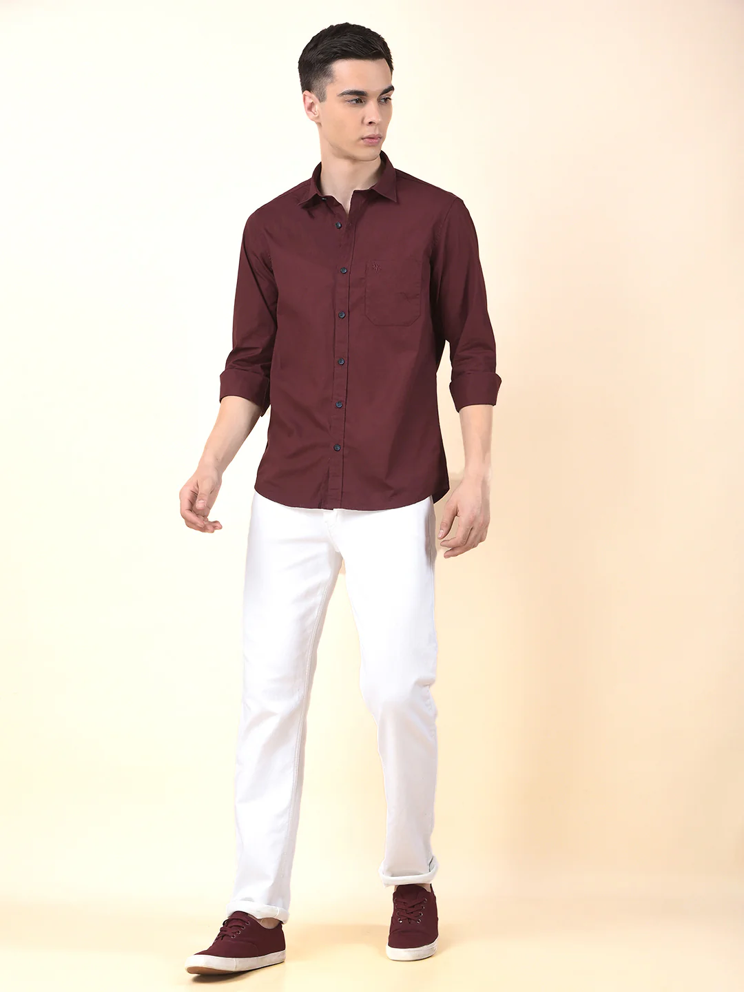 Casual Shirt for Men | Breathable & Soft with Color Fastness Slim Cotton Fabric Solid Pattern - Image 9