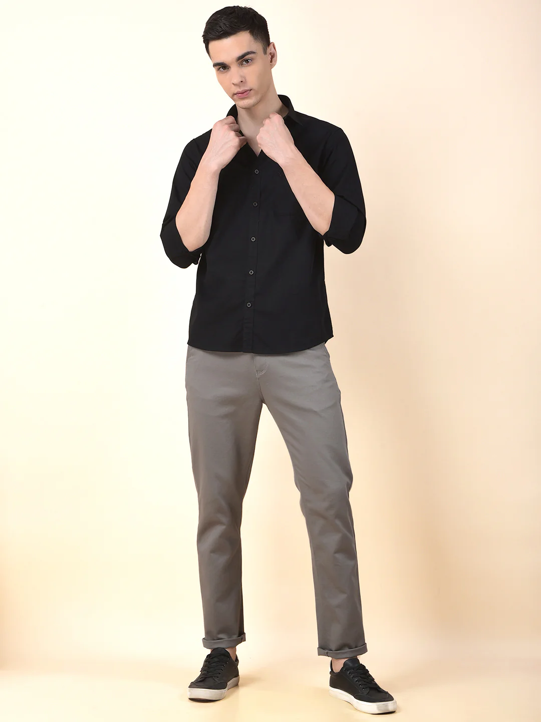 Casual Shirt for Men | Breathable & Soft with Color Fastness Slim Cotton Fabric Solid Pattern - Image 10