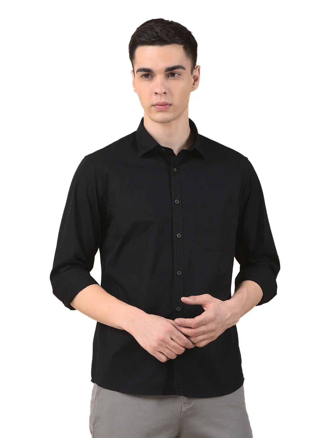Casual Shirt for Men | Breathable & Soft with Color Fastness Slim Cotton Fabric Solid Pattern - Image 2