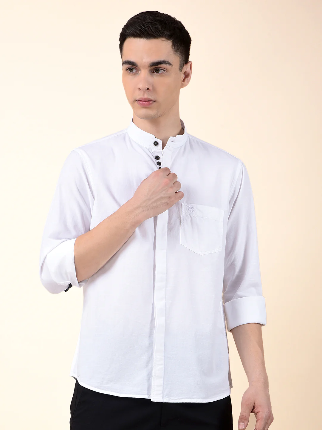 Casual Shirt for Men | Breathable & Soft with Color Fastness Slim Cotton Fabric Solid Pattern - Image 3