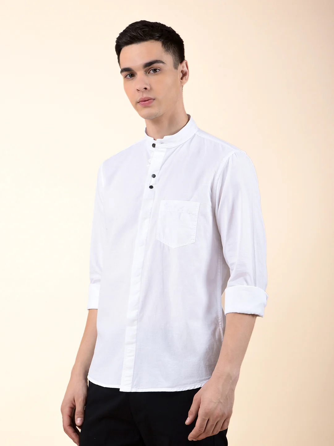 Casual Shirt for Men | Breathable & Soft with Color Fastness Slim Cotton Fabric Solid Pattern - Image 5