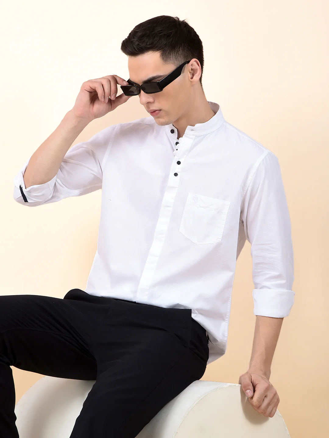 Casual Shirt for Men | Breathable & Soft with Color Fastness Slim Cotton Fabric Solid Pattern - Image 9