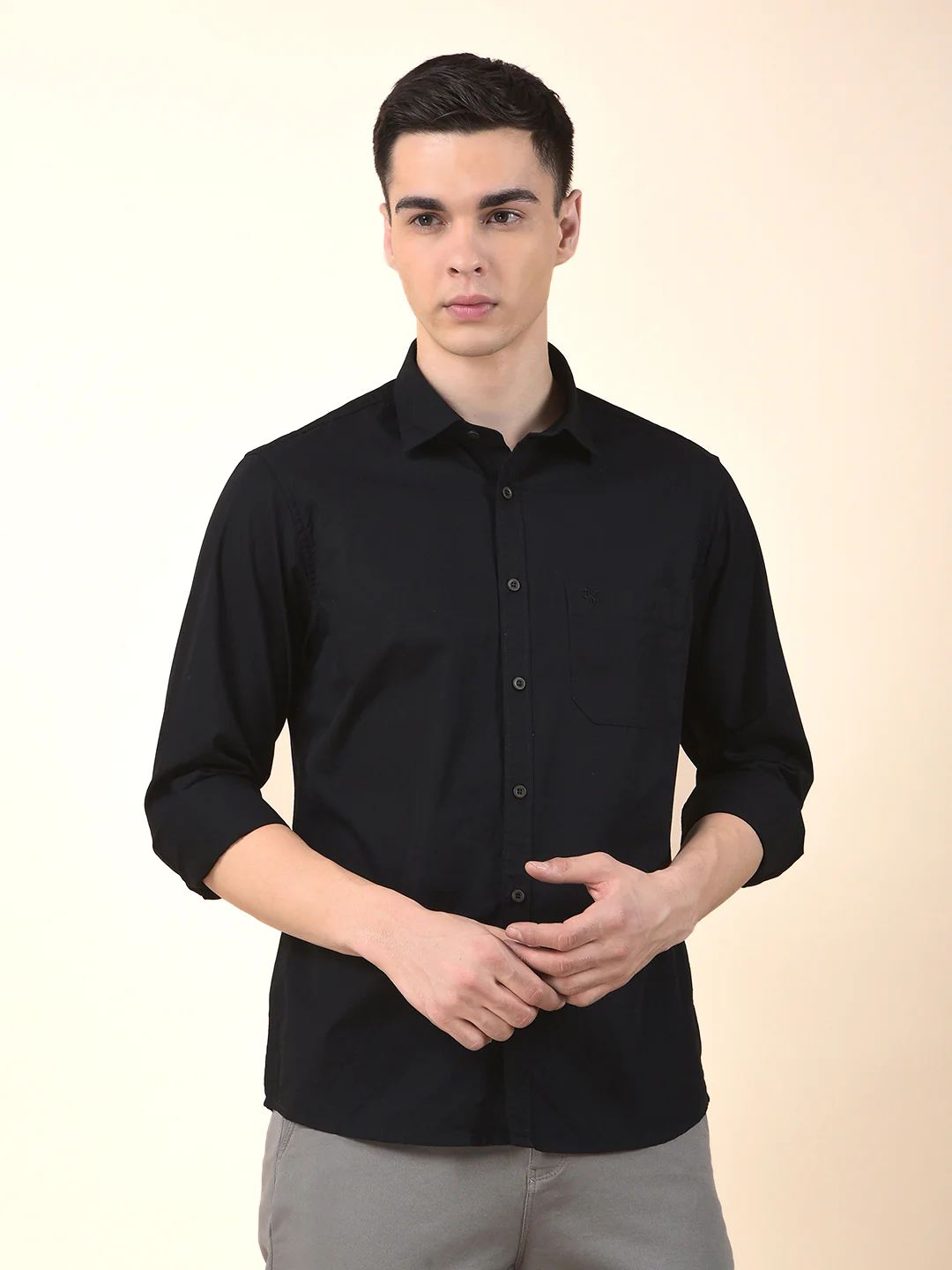 Casual Shirt for Men | Breathable & Soft with Color Fastness Slim Cotton Fabric Solid Pattern - Image 3