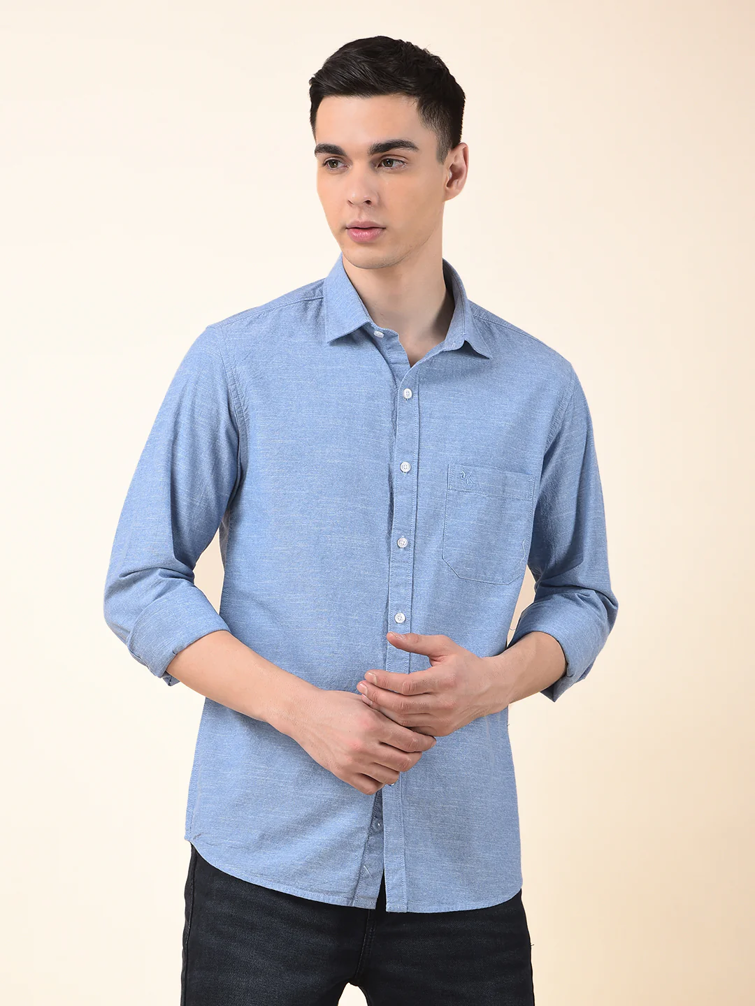 Casual Shirt for Men | Breathable & Soft with Color Fastness Slim Cotton Fabric Solid Pattern - Image 3