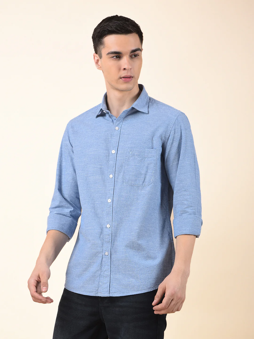 Casual Shirt for Men | Breathable & Soft with Color Fastness Slim Cotton Fabric Solid Pattern - Image 5