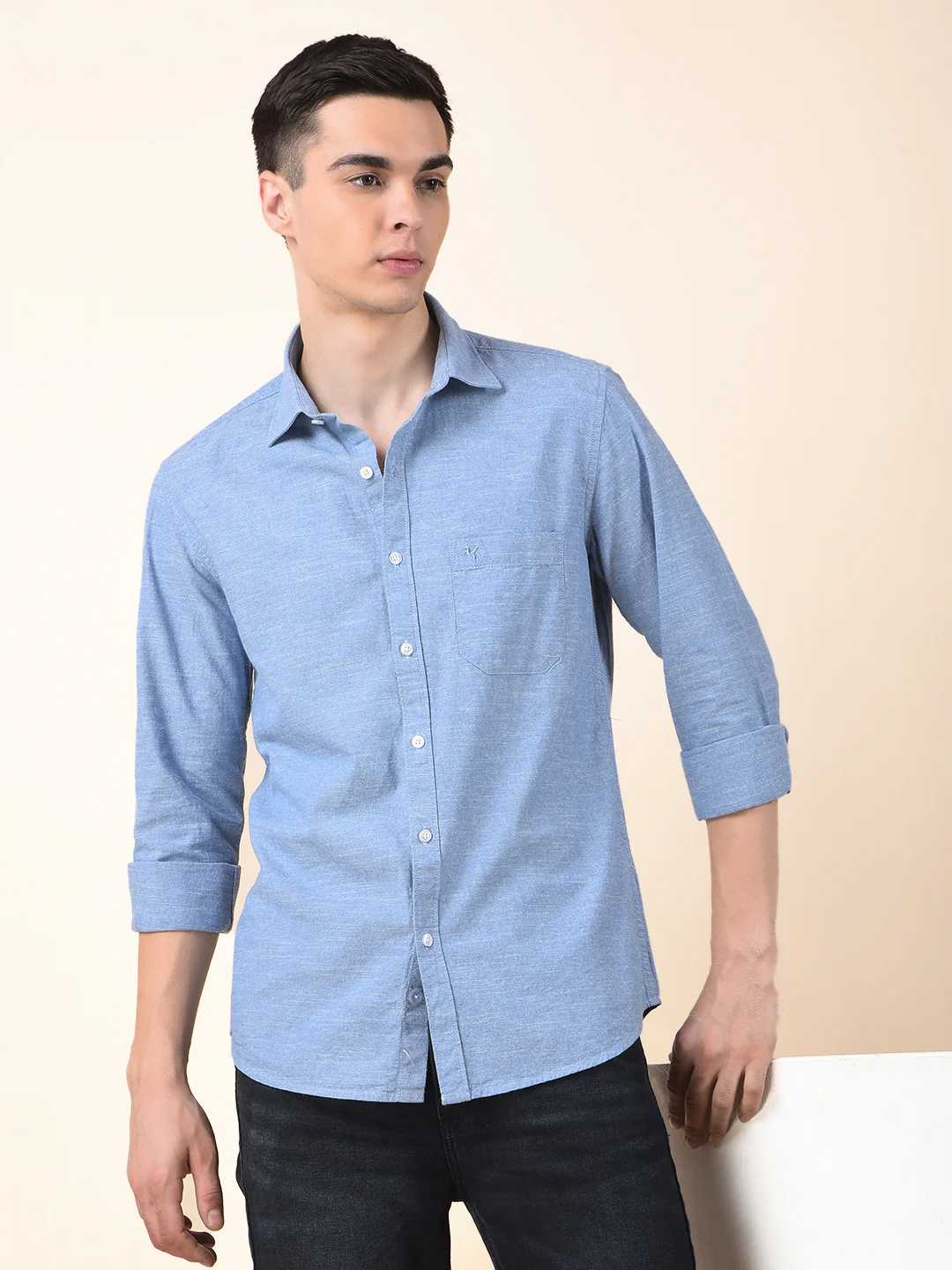 Casual Shirt for Men | Breathable & Soft with Color Fastness Slim Cotton Fabric Solid Pattern - Image 8