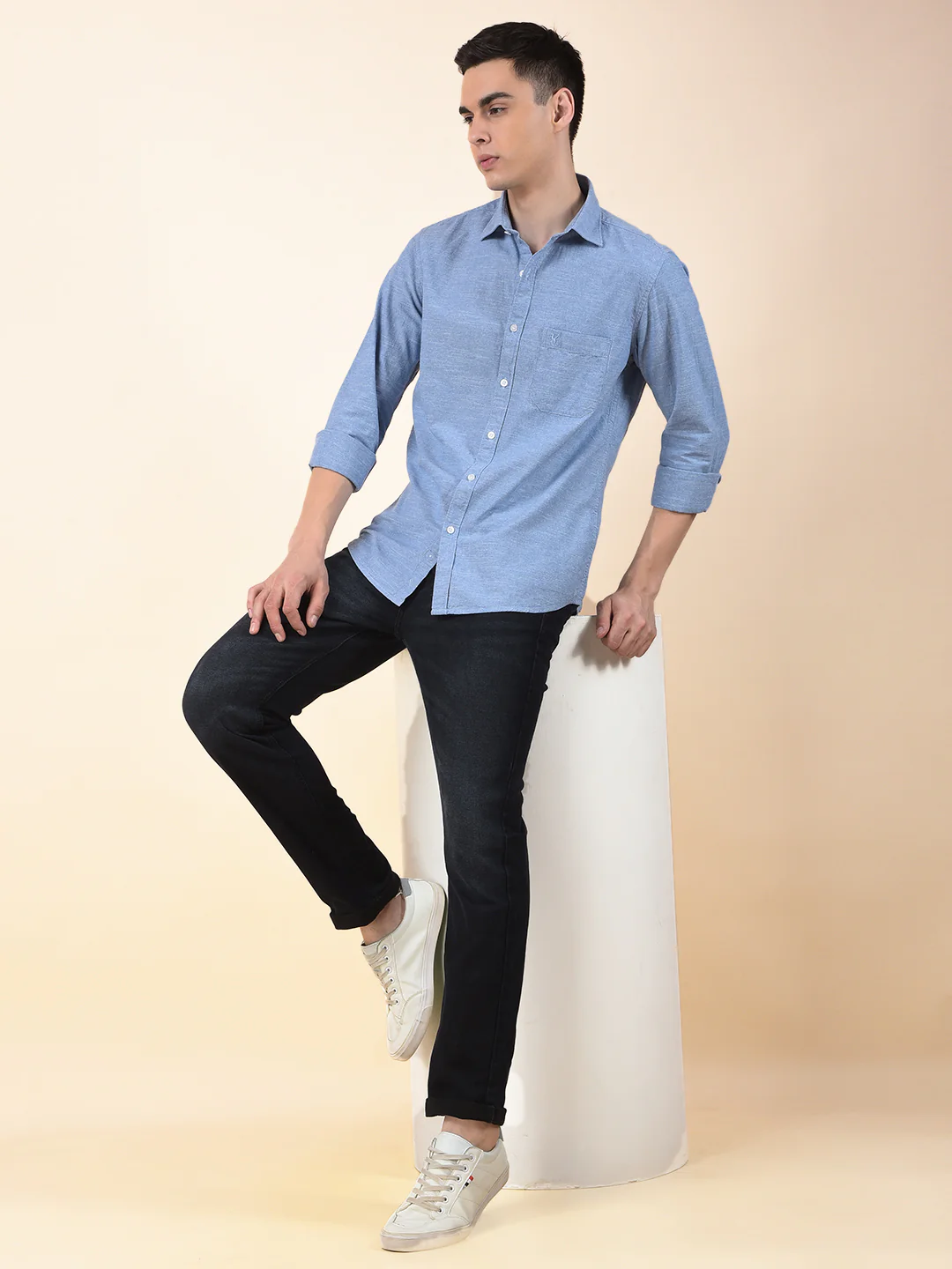 Casual Shirt for Men | Breathable & Soft with Color Fastness Slim Cotton Fabric Solid Pattern - Image 9