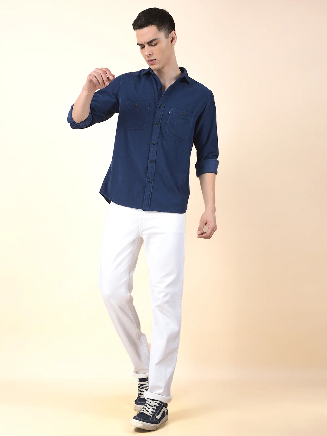Casual Shirt for Men | Breathable & Soft with Color Fastness Slim Cotton Fabric Solid Pattern - Image 3