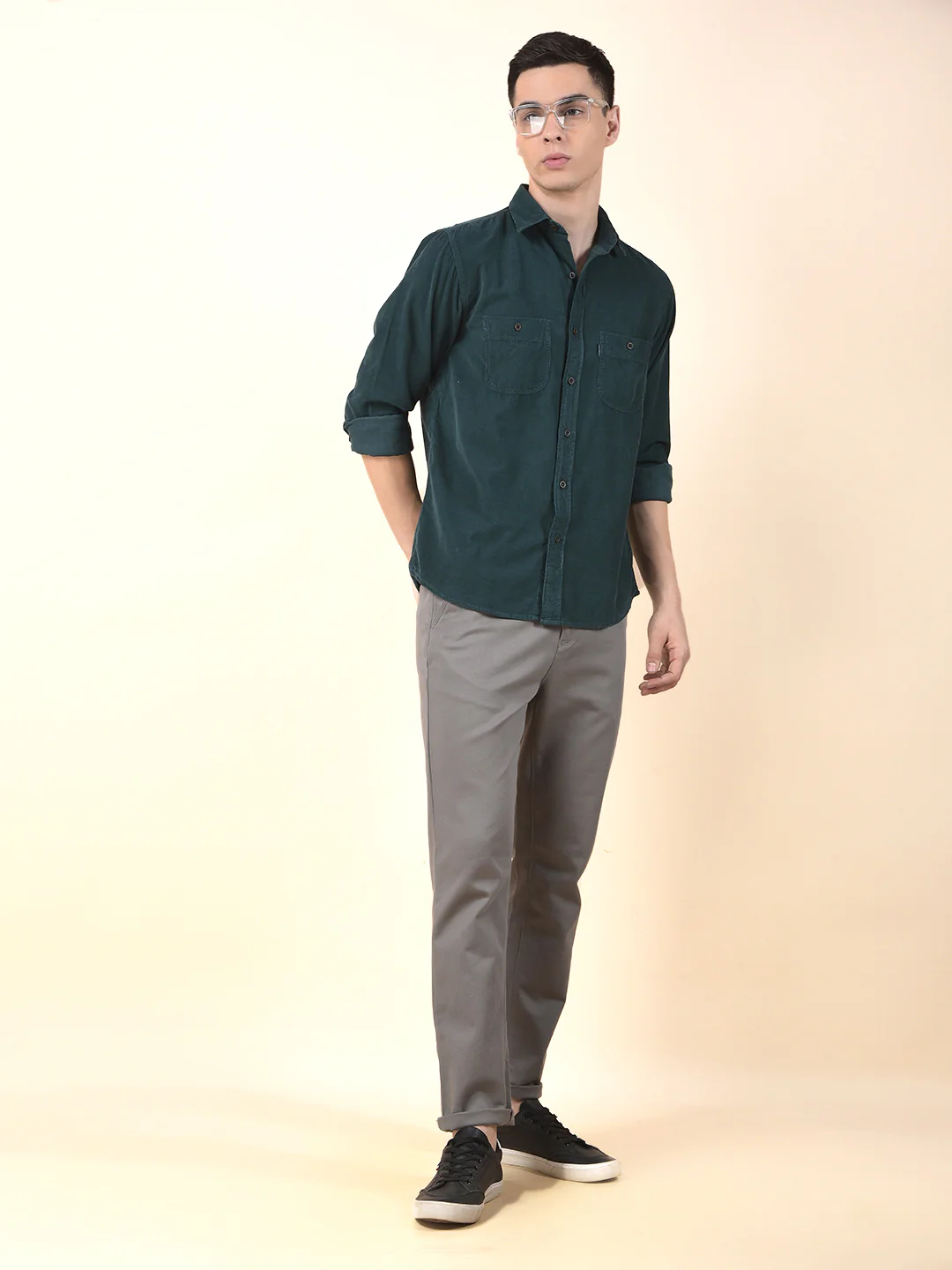 Casual Shirt for Men | Breathable & Soft with Color Fastness Slim Cotton Fabric Solid Pattern - Image 8