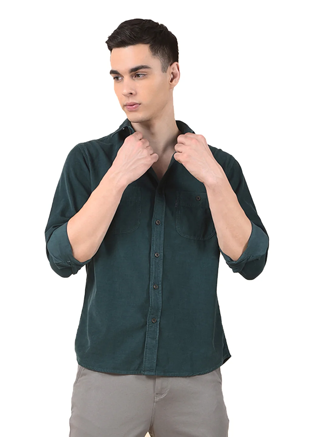 Casual Shirt for Men | Breathable & Soft with Color Fastness Slim Cotton Fabric Solid Pattern - Image 9