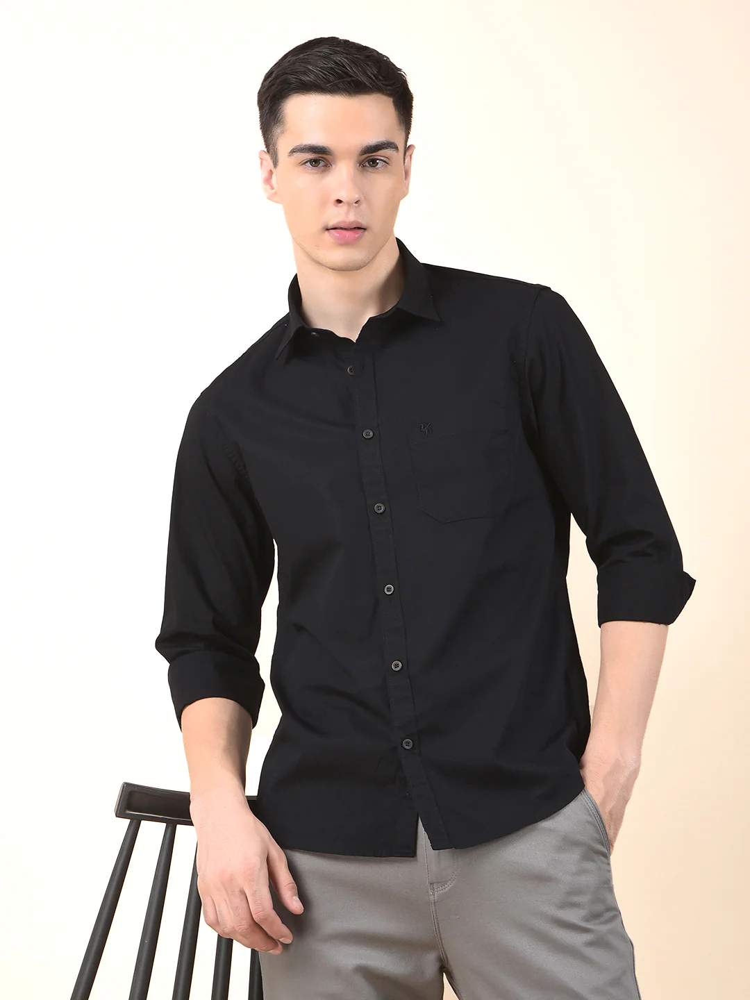 Casual Shirt for Men | Breathable & Soft with Color Fastness Slim Cotton Fabric Solid Pattern - Image 9